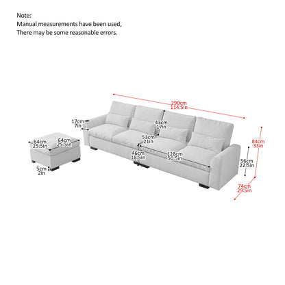Modern Modular L Shaped Chenille Sofa Couch Reversible Ottoman With Storage Removable And Washable Cushions Sofa With USB Ports &amp; Cup Holder For Living Room