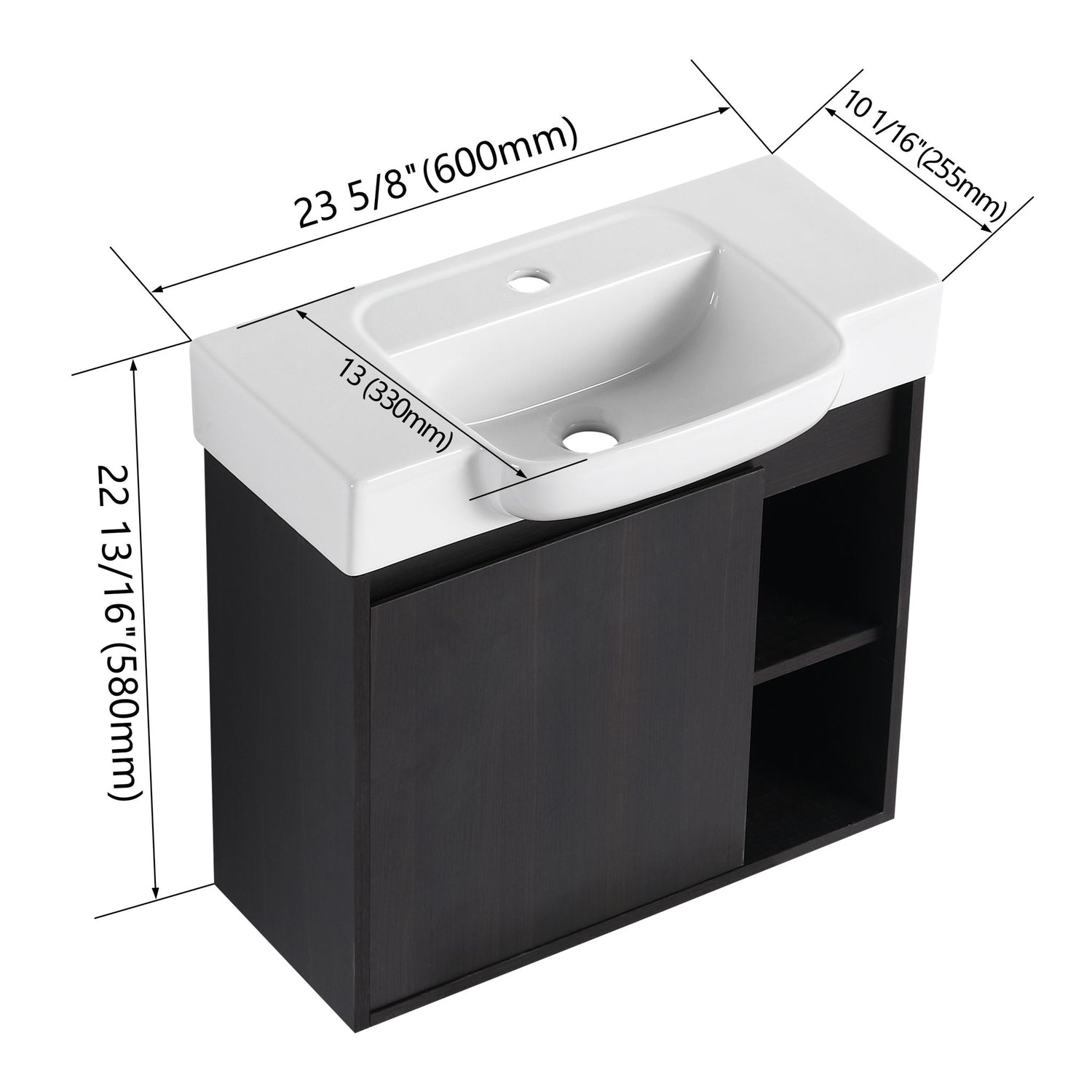 Wall Mounted Bathroom Vanity With Sink, Soft Close Door