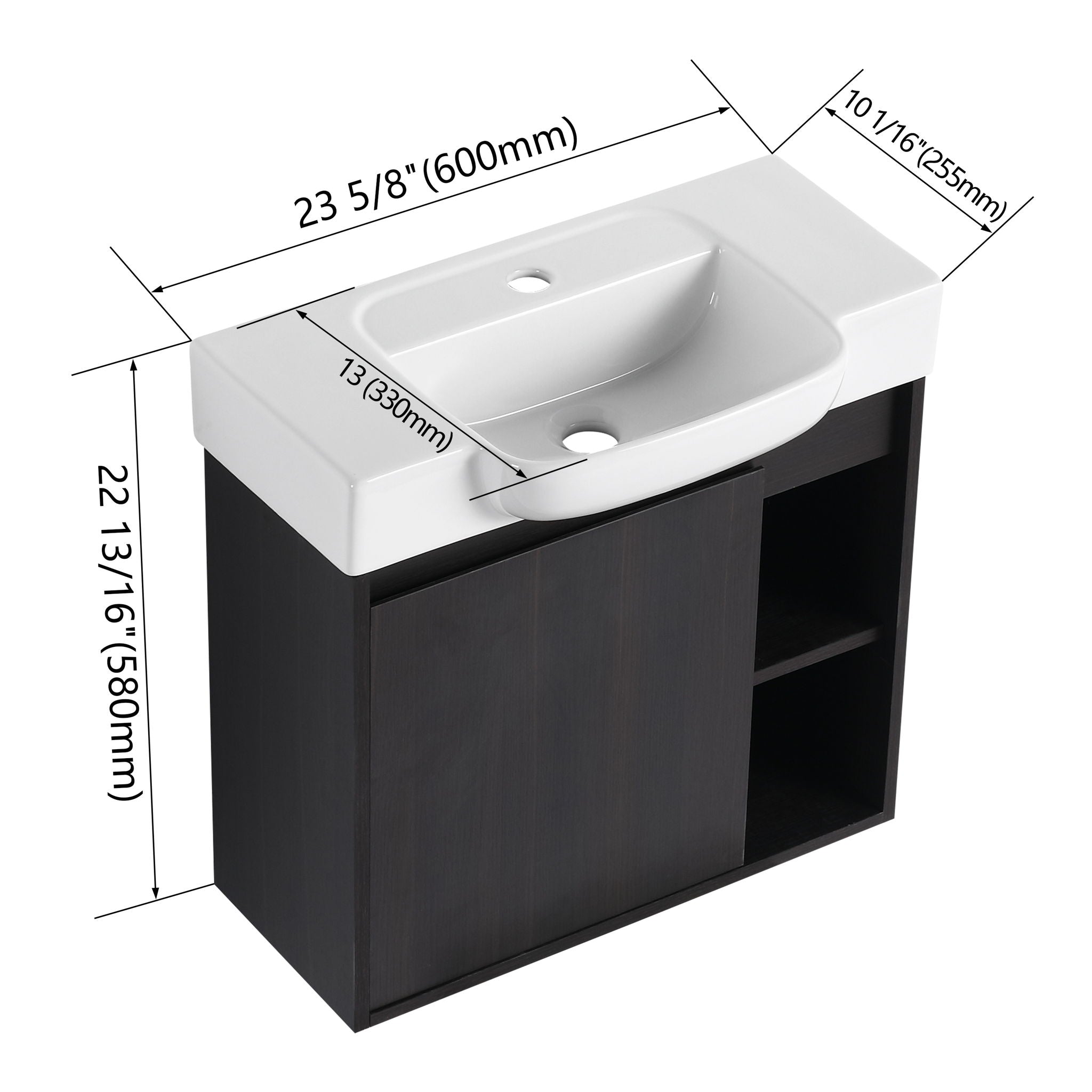Wall Mounted Bathroom Vanity With Sink, Soft Close Door