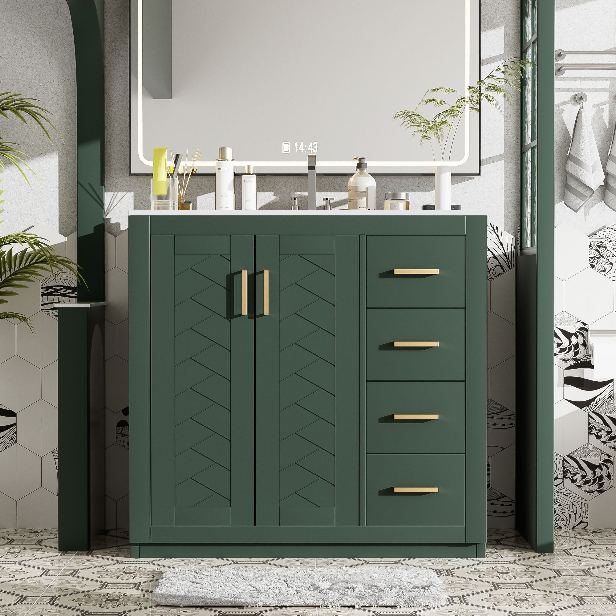 Bathroom Vanity With Sink Combo, Storage Cabinet, Freestanding Set With 3 Drawers &amp; Soft Closing Doors