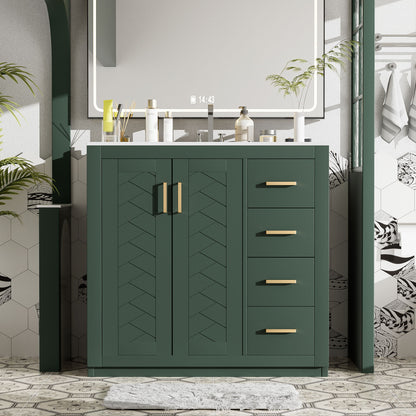 Bathroom Vanity With Sink Combo, Storage Cabinet, Freestanding Set With 3 Drawers &amp; Soft Closing Doors
