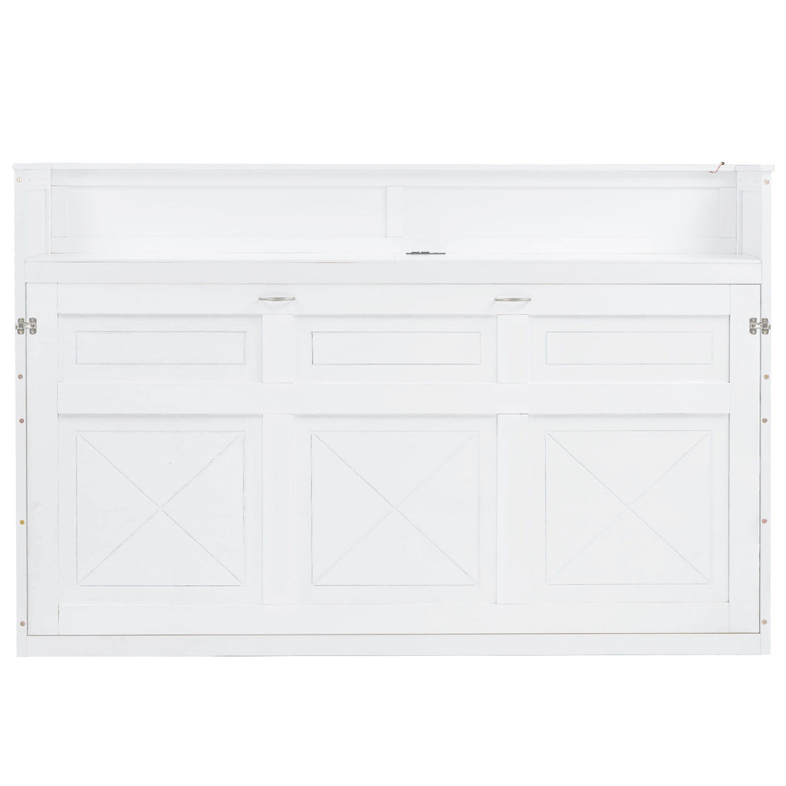 Murphy Bed With Desk, LED Light And USB Charging Station