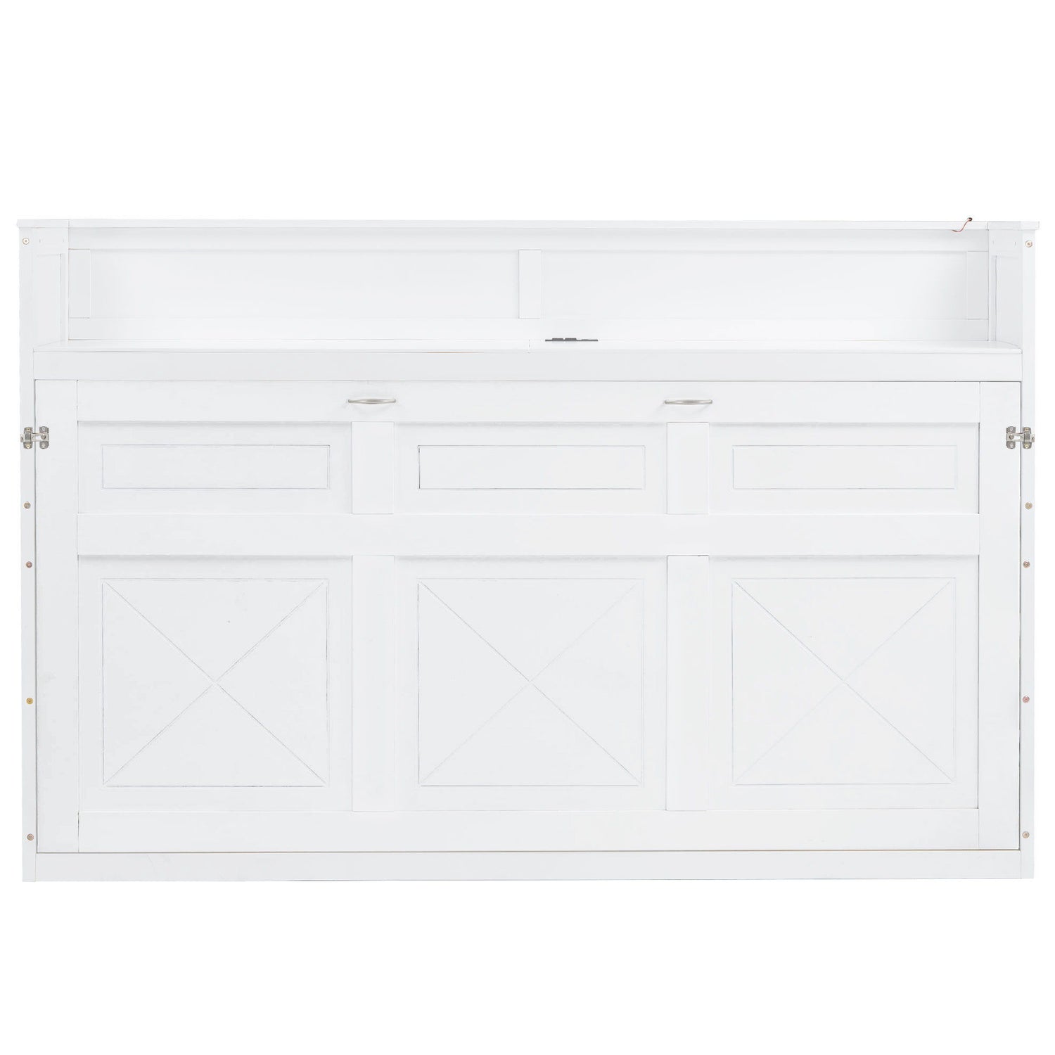 Murphy Bed With Desk, LED Light And USB Charging Station