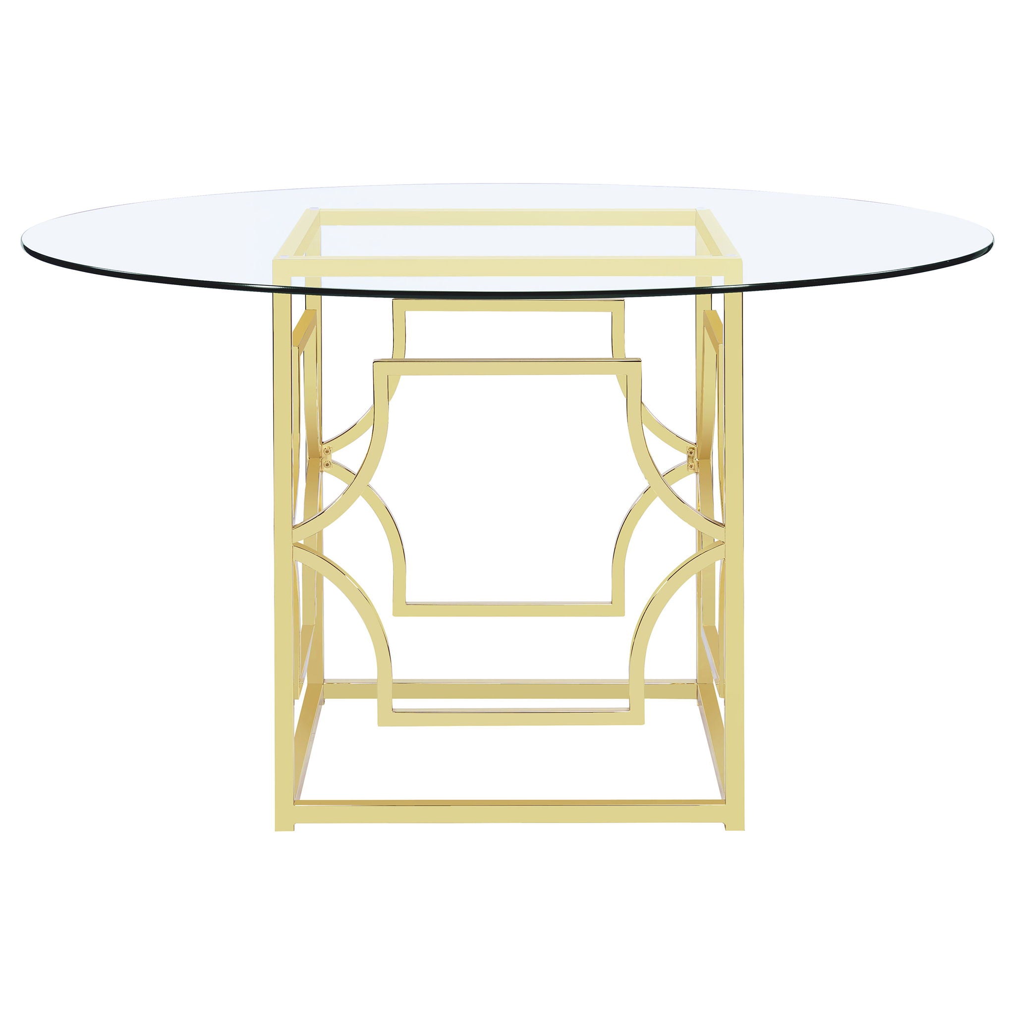 Krista - Round Glass Top Dining Table - Gold