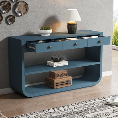 Console Table With 3 Soft Close Drawers &amp; 2 Open Shelves