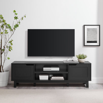Modern 2 Door Open Storage TV Stand For TVs Up To 65&quot; - Solid Black