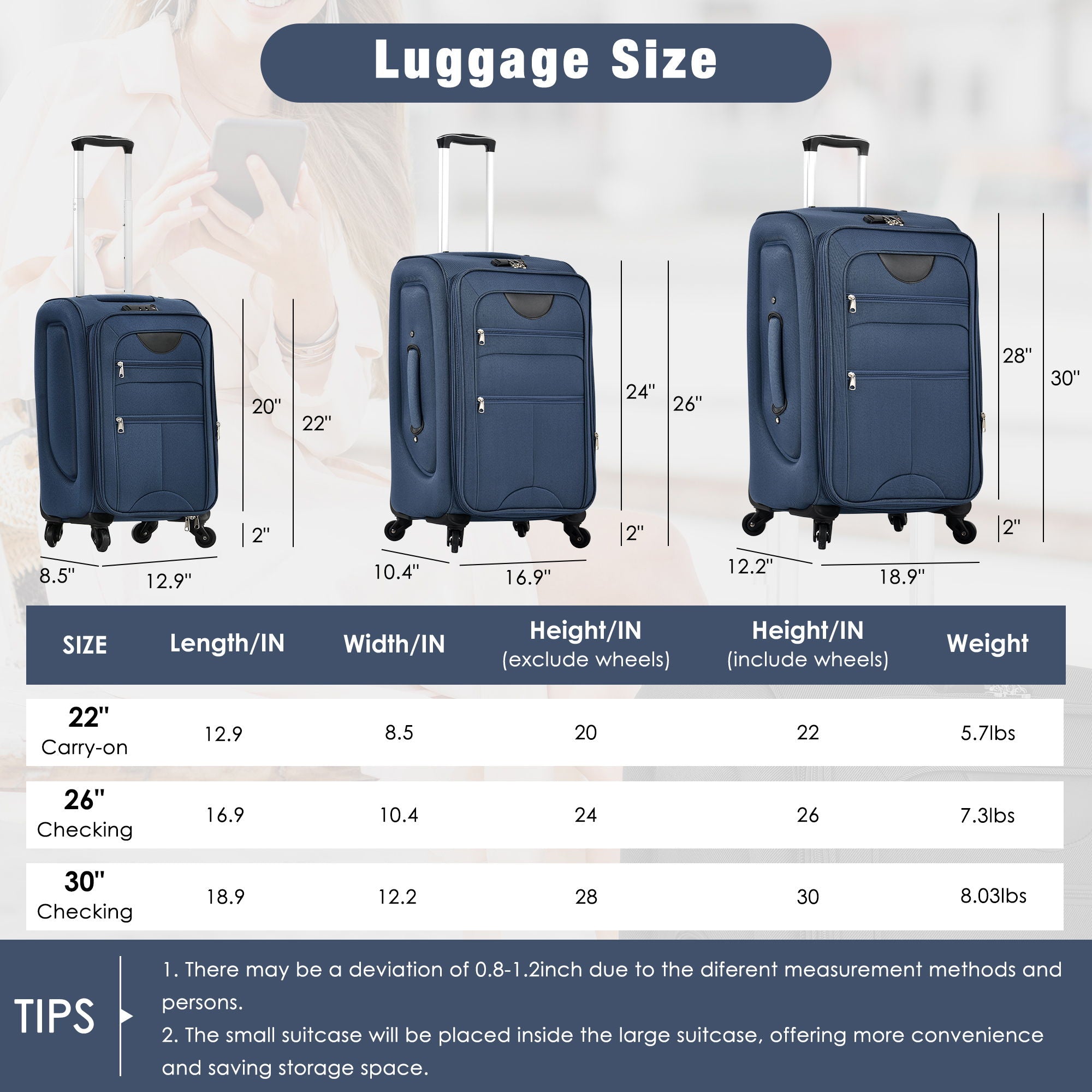 Softside Luggage Expandable Set &amp; Duffel Bag Upright Spinner