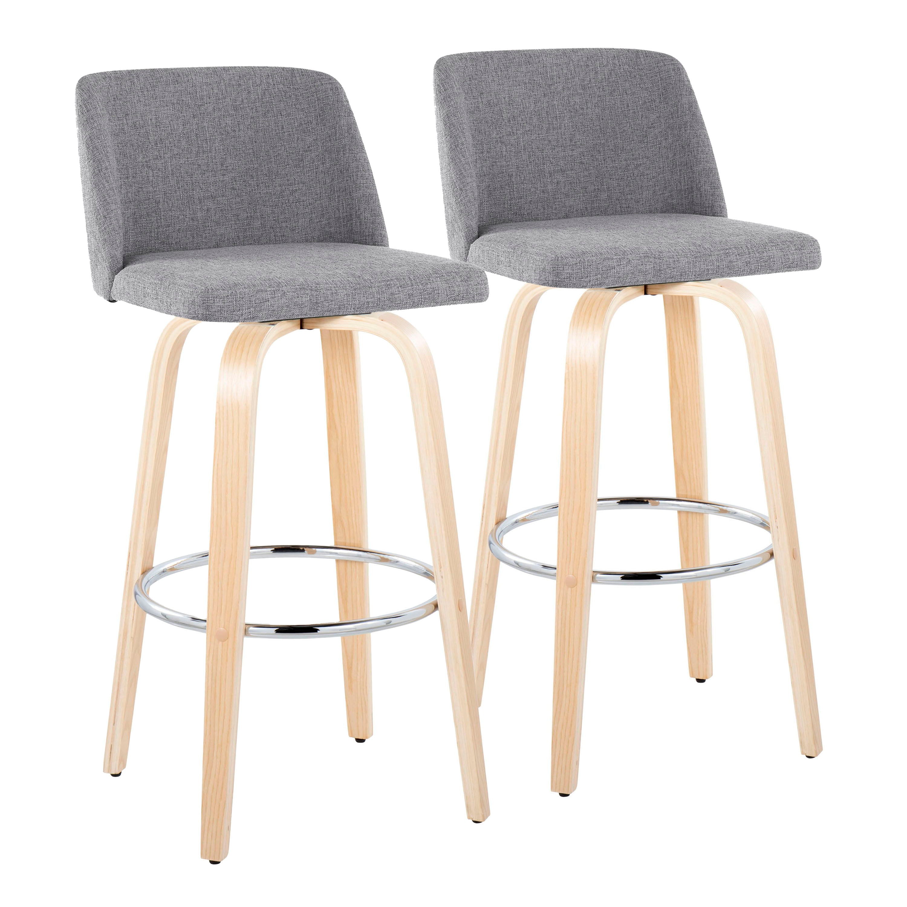 Toriano - Contemporary Fixed Height Barstool &amp; Swivel With Round Footrest (Set of 2)