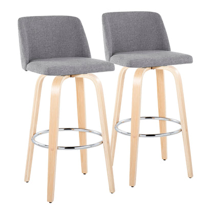 Toriano - Contemporary Fixed Height Barstool &amp; Swivel With Round Footrest (Set of 2)