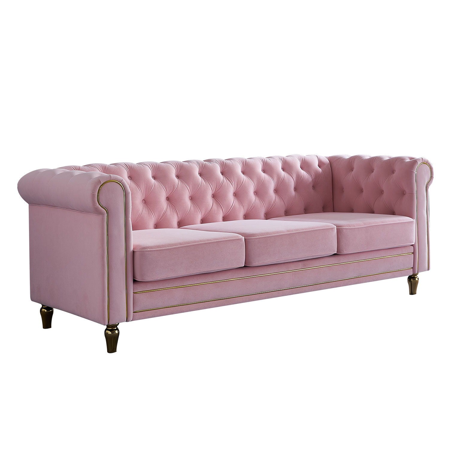Chesterfield - Velvet Sofa 84.65&quot; For Living Room