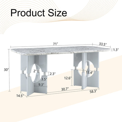 Modern Dining Table With Sleek Hollow-Out Frame And Accents