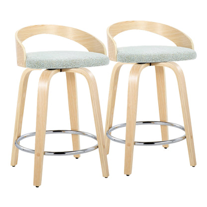 Grotto - Contemporary Fixed Height Counter Stool &amp; Swivel, Round Footrest (Set of 2)