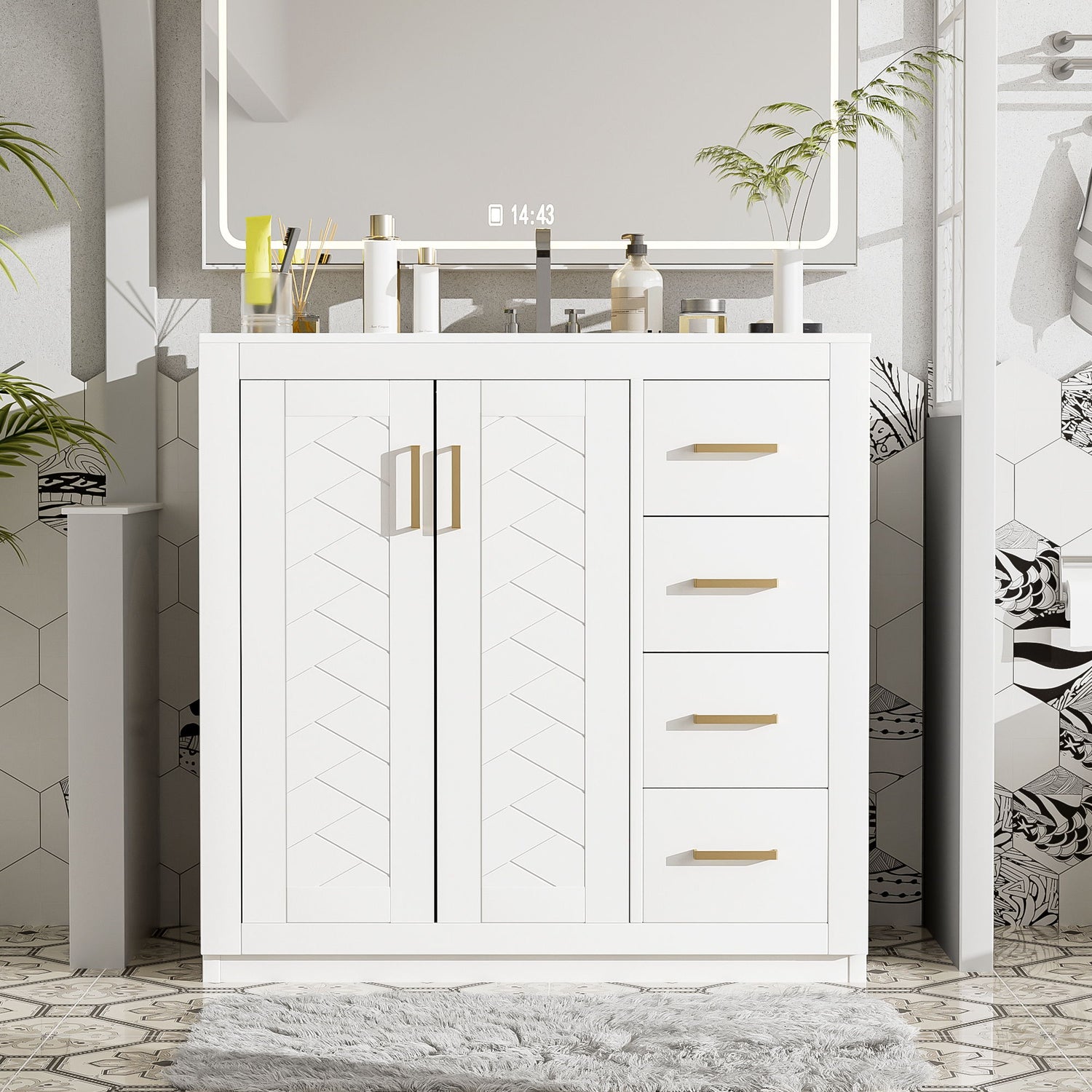 Bathroom Vanity With Sink Combo, Storage Cabinet, Freestanding Set With 3 Drawers &amp; Soft Closing Doors
