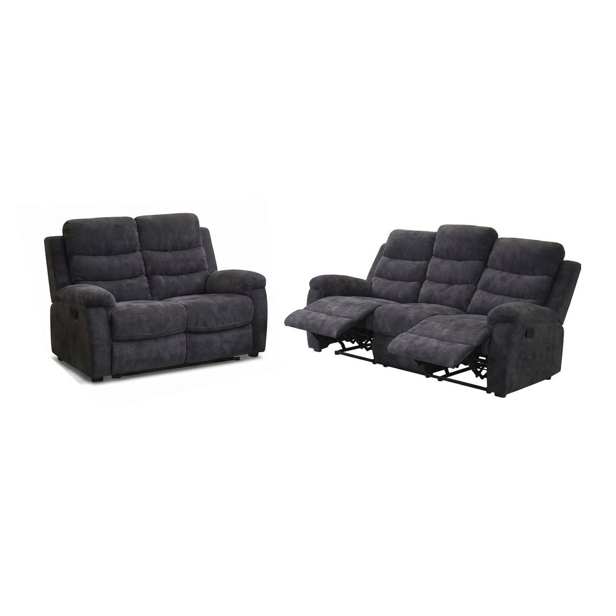 2 Piece Reclining Sofa Set, 3 Seat Sofa &amp; 2 Seat Loveseat, 150° Recline - Dark Gray