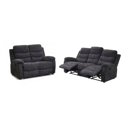 2 Piece Reclining Sofa Set, 3 Seat Sofa &amp; 2 Seat Loveseat, 150° Recline - Dark Gray