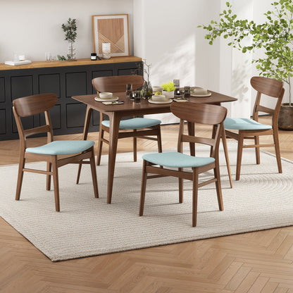 5 Piece Dining Set &amp; 1 Table And 4 Upholstered Chairs - Mint / Walnut
