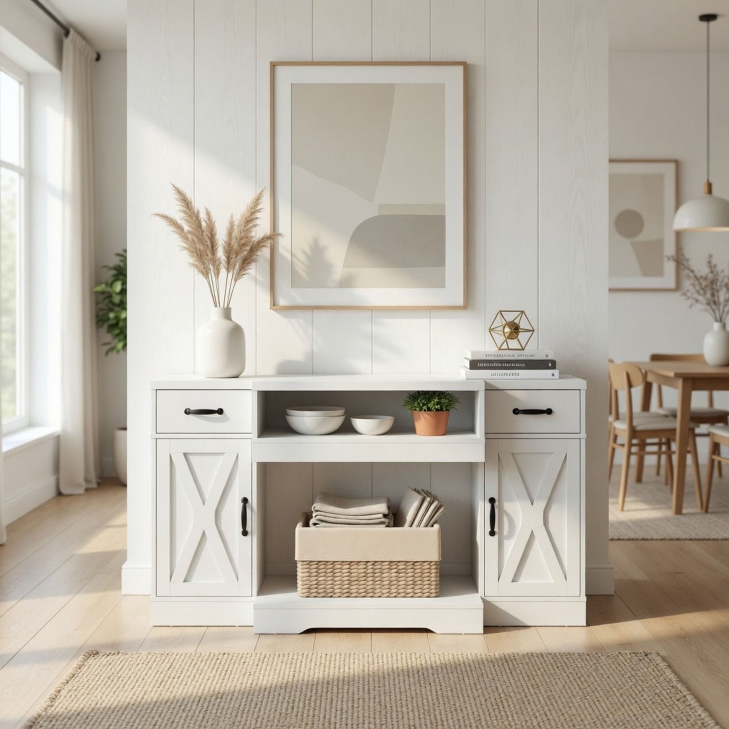 TV Stand With Adjustable Shelves &amp; Double Doors
