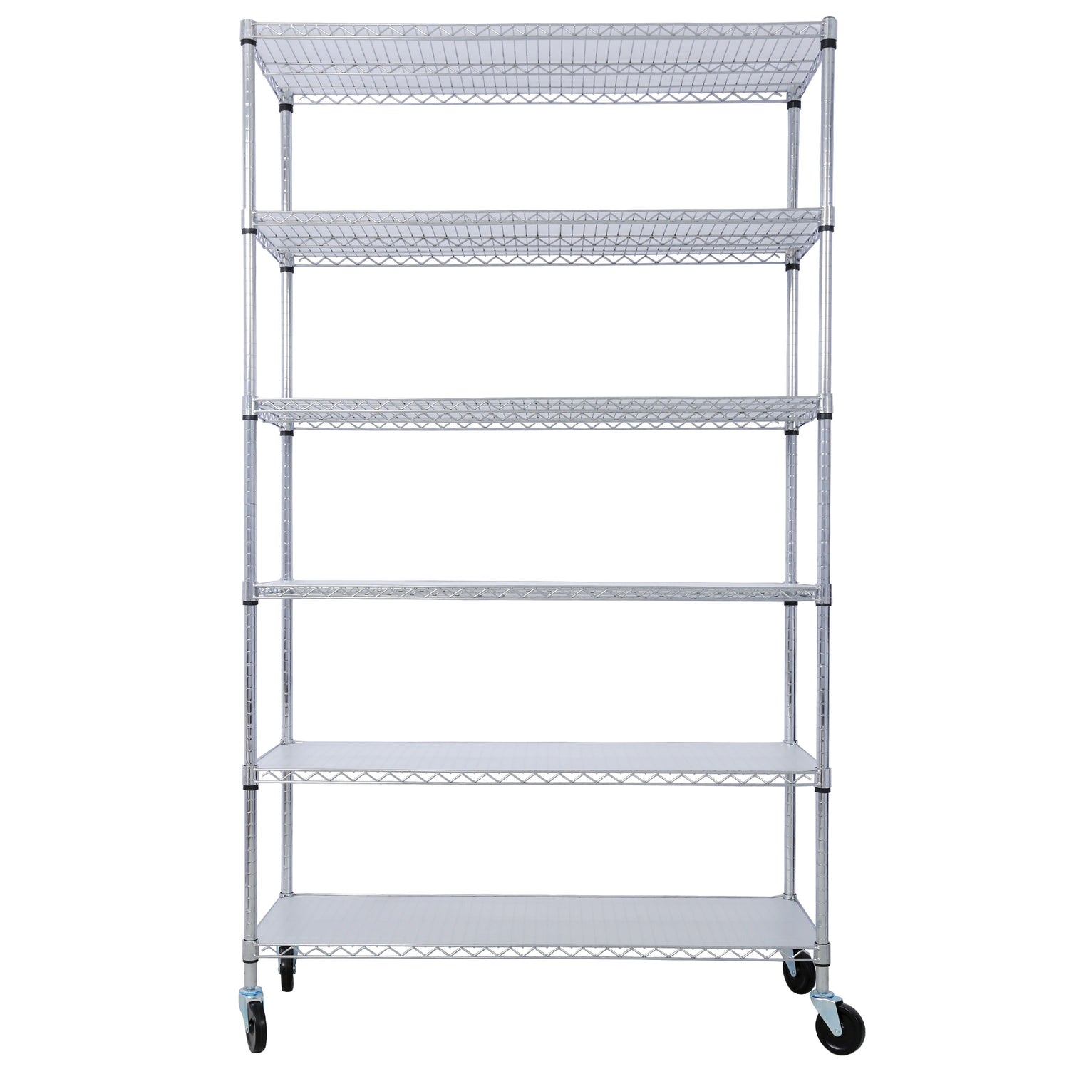 6 Tier 6000Lbs Capacity Nsf Metal Shelf Wire Shelving Unit, Heavy Duty Adjustable Storage Rack With Wheels &amp; Shelf Liners For Commercial Grade Utility Steel Storage Rack