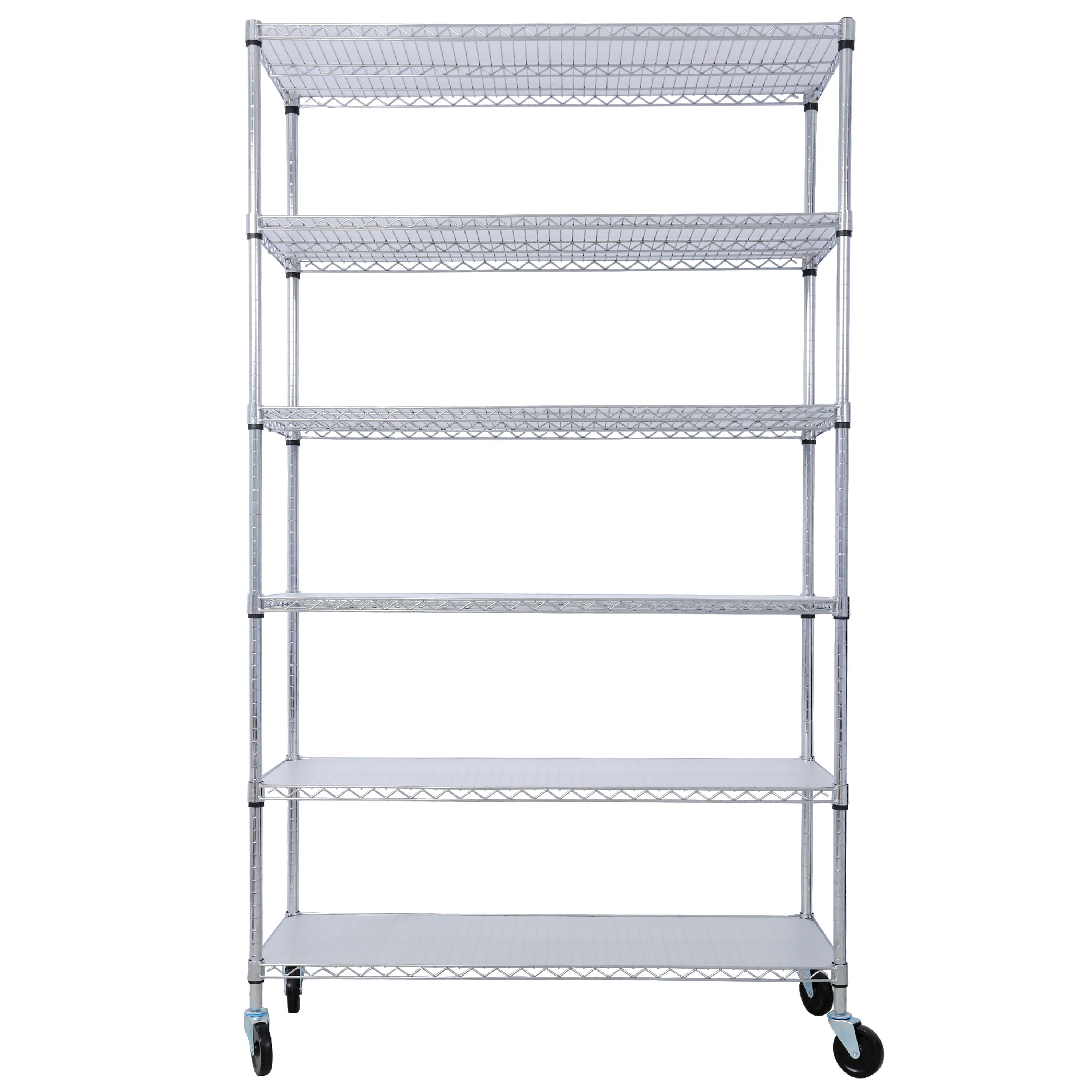 6 Tier 6000Lbs Capacity Nsf Metal Shelf Wire Shelving Unit, Heavy Duty Adjustable Storage Rack With Wheels &amp; Shelf Liners For Commercial Grade Utility Steel Storage Rack
