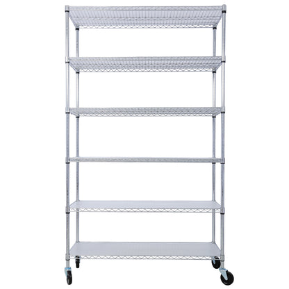 6 Tier 6000Lbs Capacity Nsf Metal Shelf Wire Shelving Unit, Heavy Duty Adjustable Storage Rack With Wheels &amp; Shelf Liners For Commercial Grade Utility Steel Storage Rack