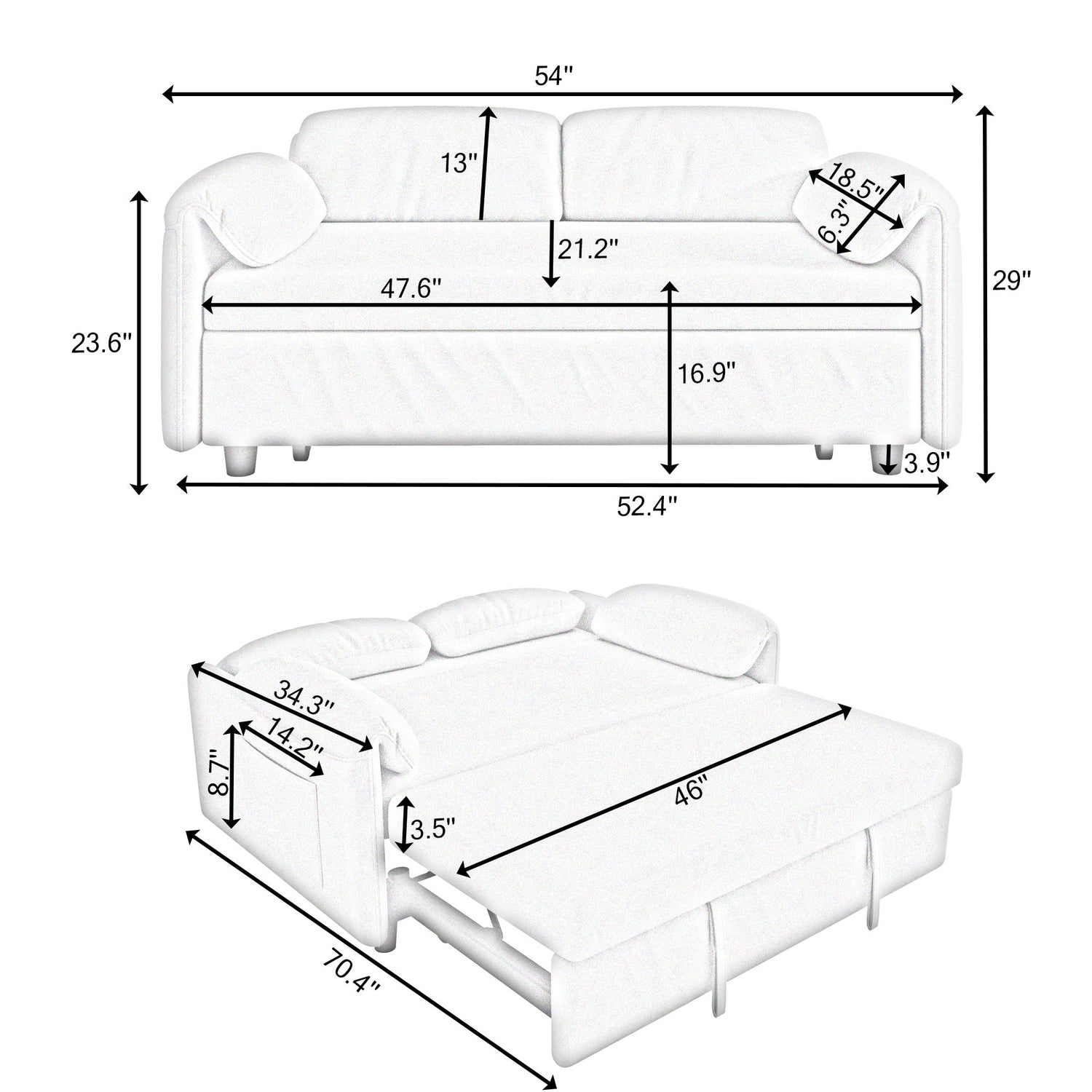 Sofa, Dual Purpose Lounge With Retractable Queen Size Bed
