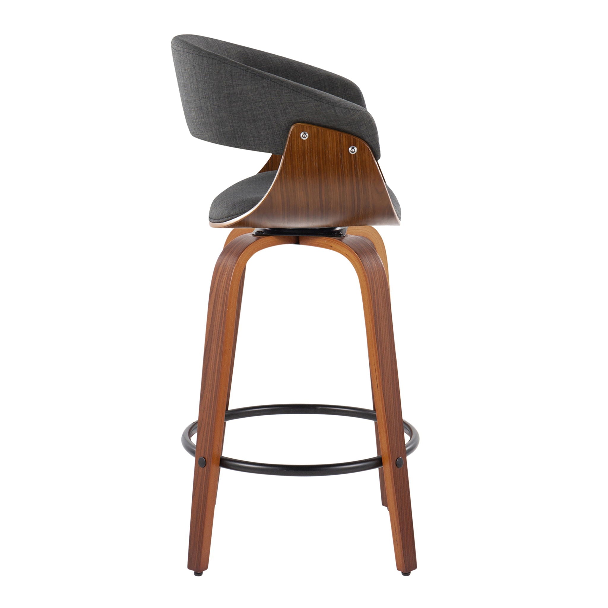 Vintage Mod - Mid Century Modern Fixed Height Counter Stool &amp; Swivel With Round Footrest (Set of 2)