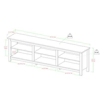 Modern Transitional 3 Shelf Open Storage 70&quot; TV Stand For 80&quot; TVs
