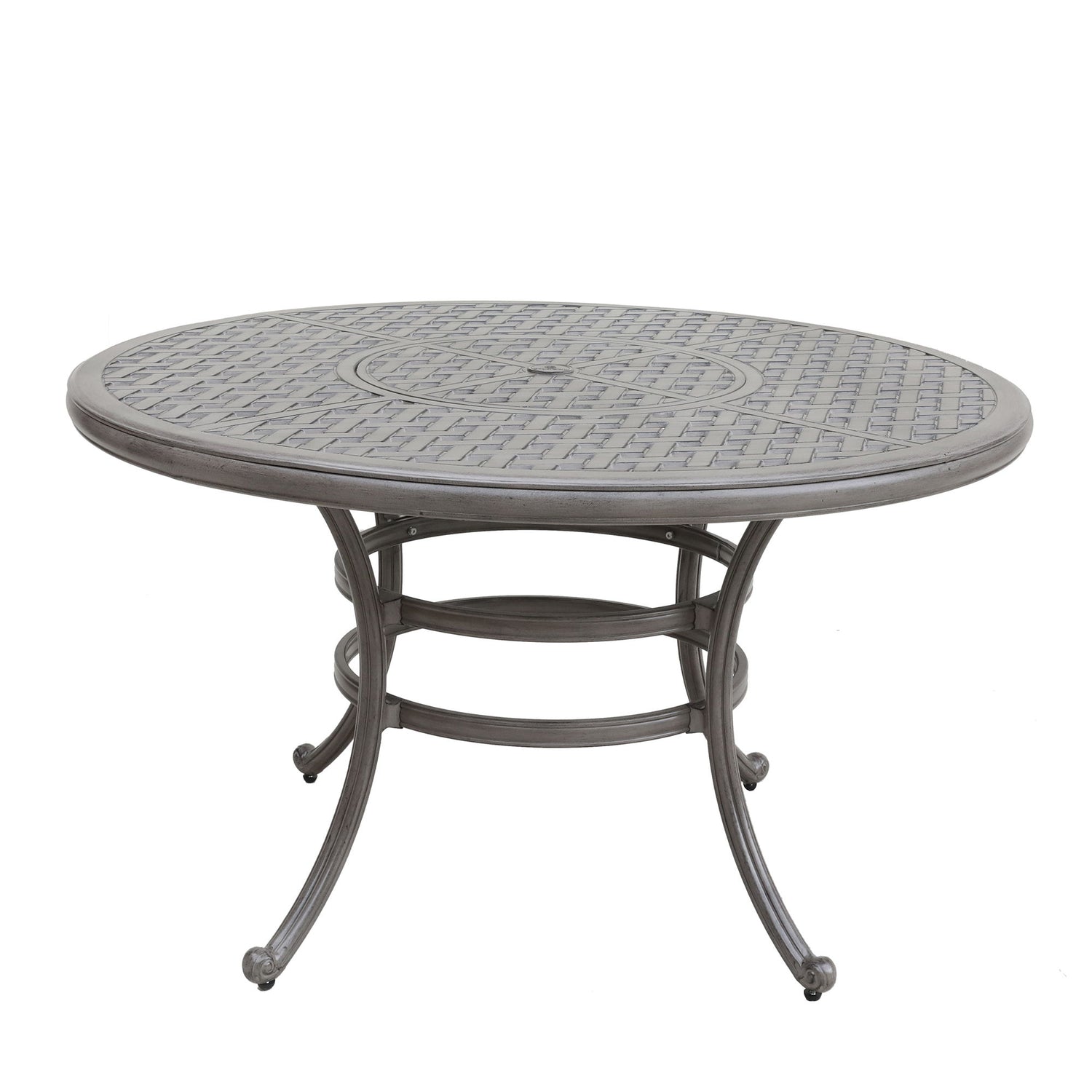 All-Weather And Durable 52&quot; Round Cast Aluminum Round Dining Table With Umbrella Hole - Gray