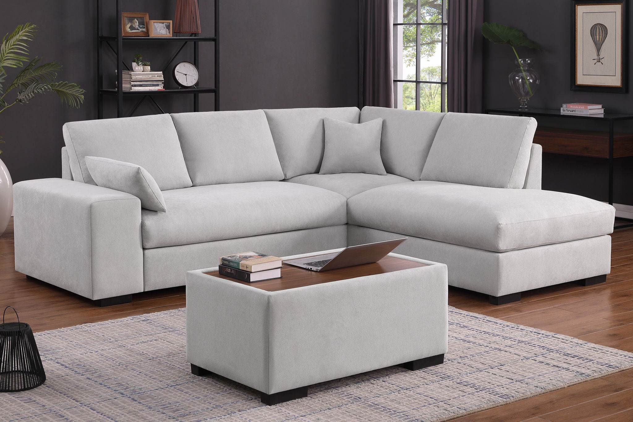 Joshua - 100&quot; Sectional Sofa with Right Facing Chaise and Console Ottoman