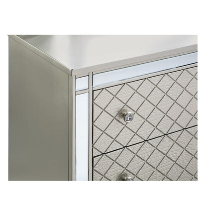 5 Drawer Bedroom Chest With Diamond Patterned Fronts - Silver