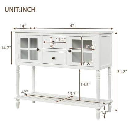 Hearth &amp; Haven Stella Buffet Storage Cabinet With Bottom Shelf, White
