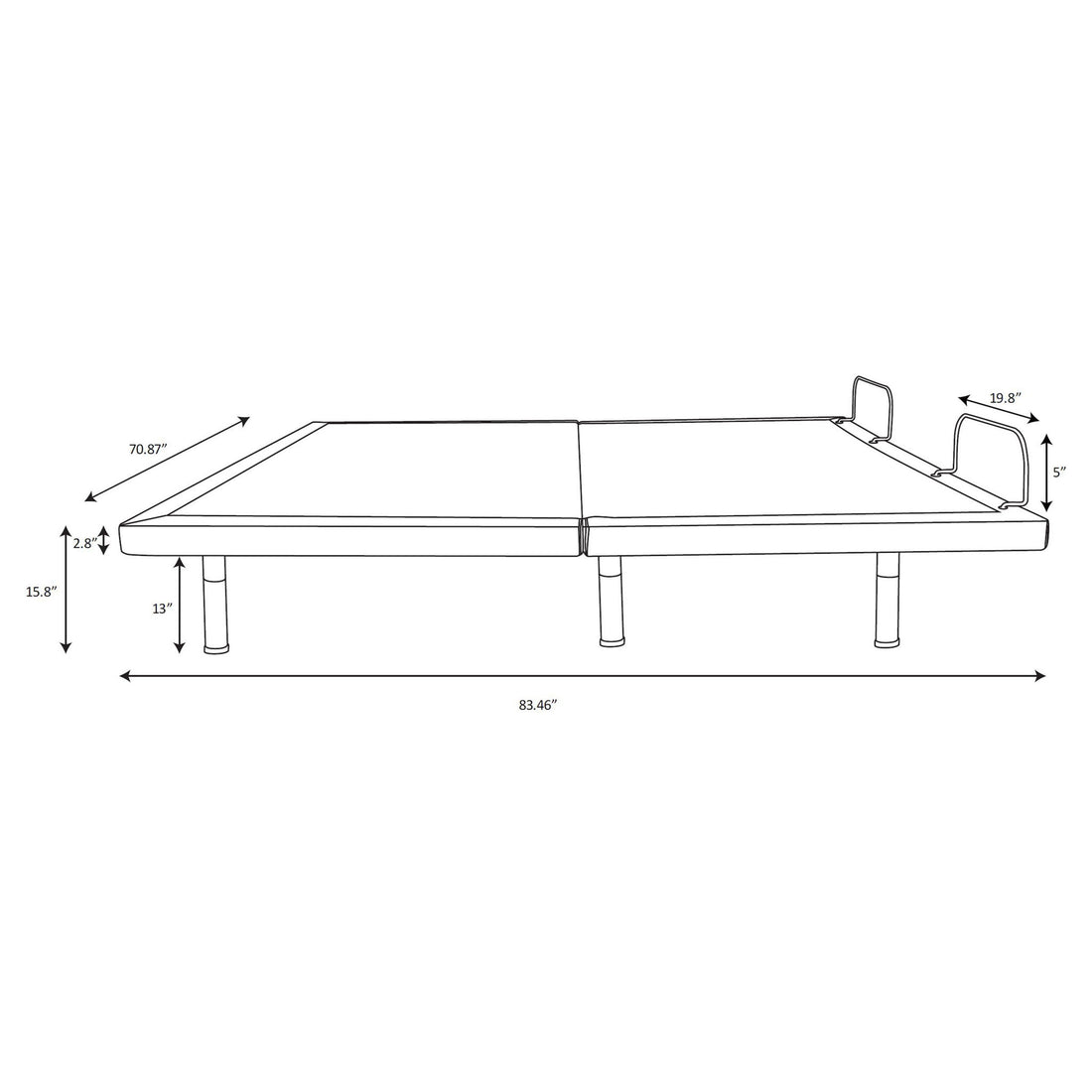 California King Adjustable Bed Base With Ergonomic Support And Wireless Remote Control - Black