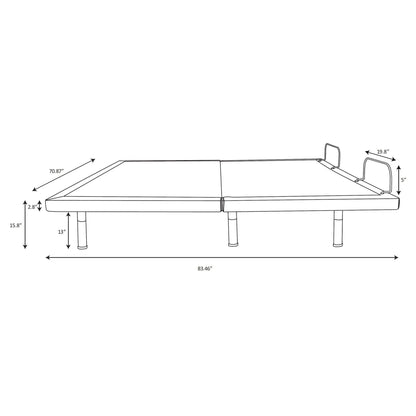 California King Adjustable Bed Base With Ergonomic Support And Wireless Remote Control - Black