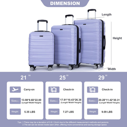 3 Piece Luggage Sets Lightweight &amp; Durable Expandable Suitcase With Two Hooks
