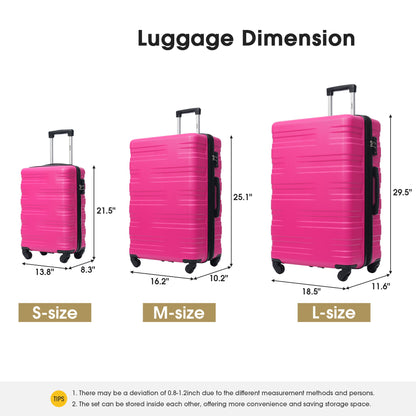Hardshell Luggage Sets 3 Pieces Spinner Suitcase With Tsa Lock Lightweight 20&quot; 24&quot; 28&quot;