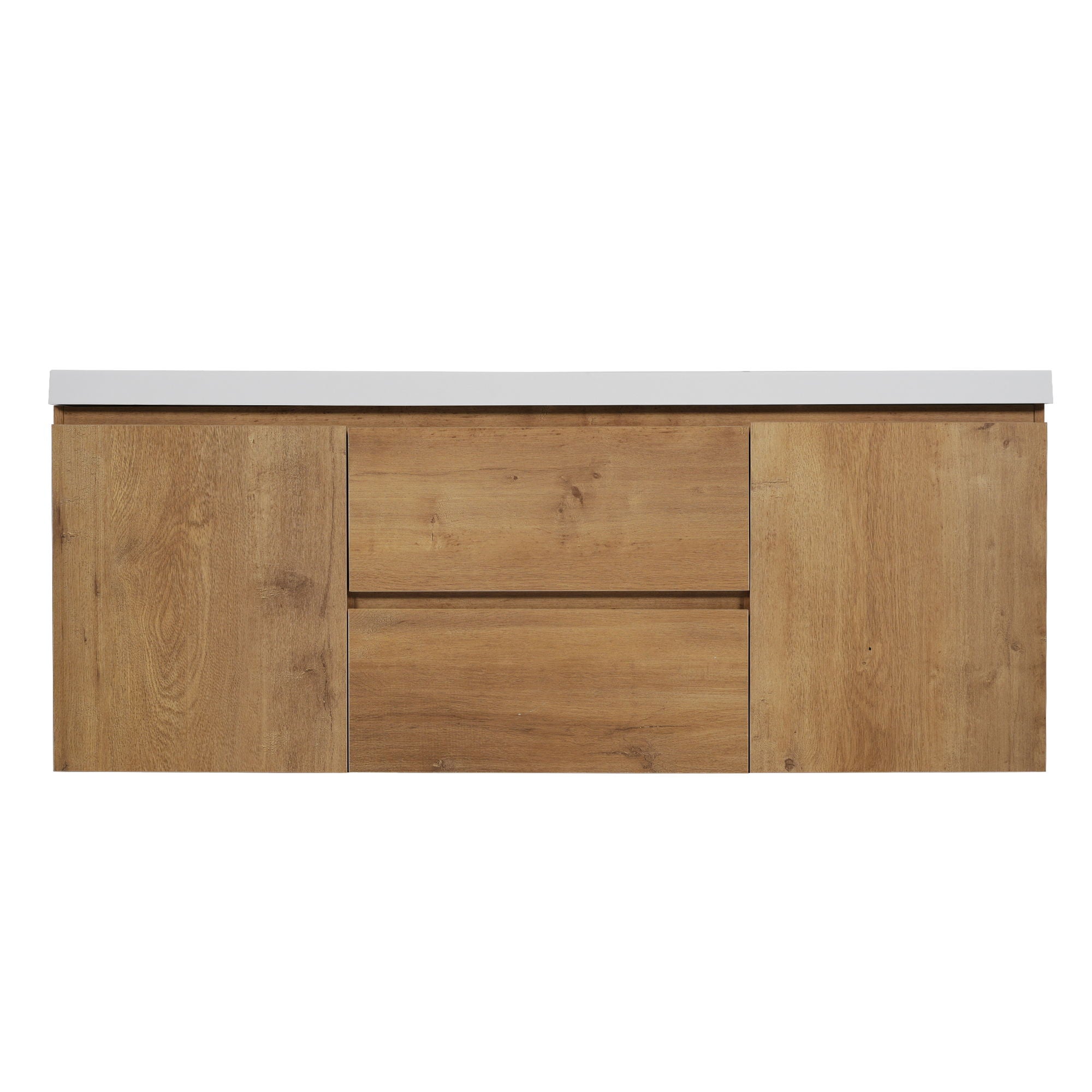Double Sink Bathroom Vanity, Cabinet &amp; Soft Close Doors, Divided Drawers, Wall Mounted Storage - Wood
