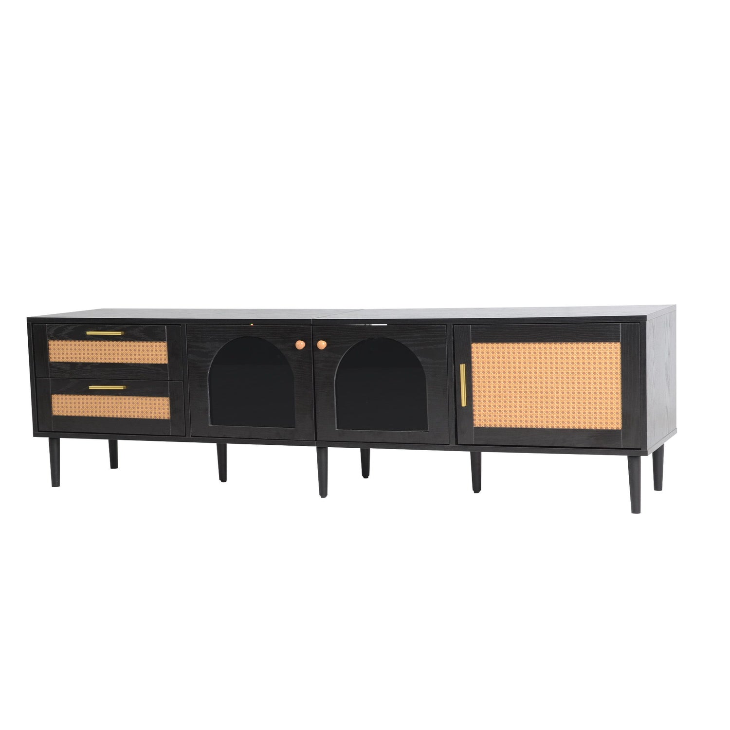 TV Stand With App-Controlled LED Lights, 2 Drawers &amp; Door Storage