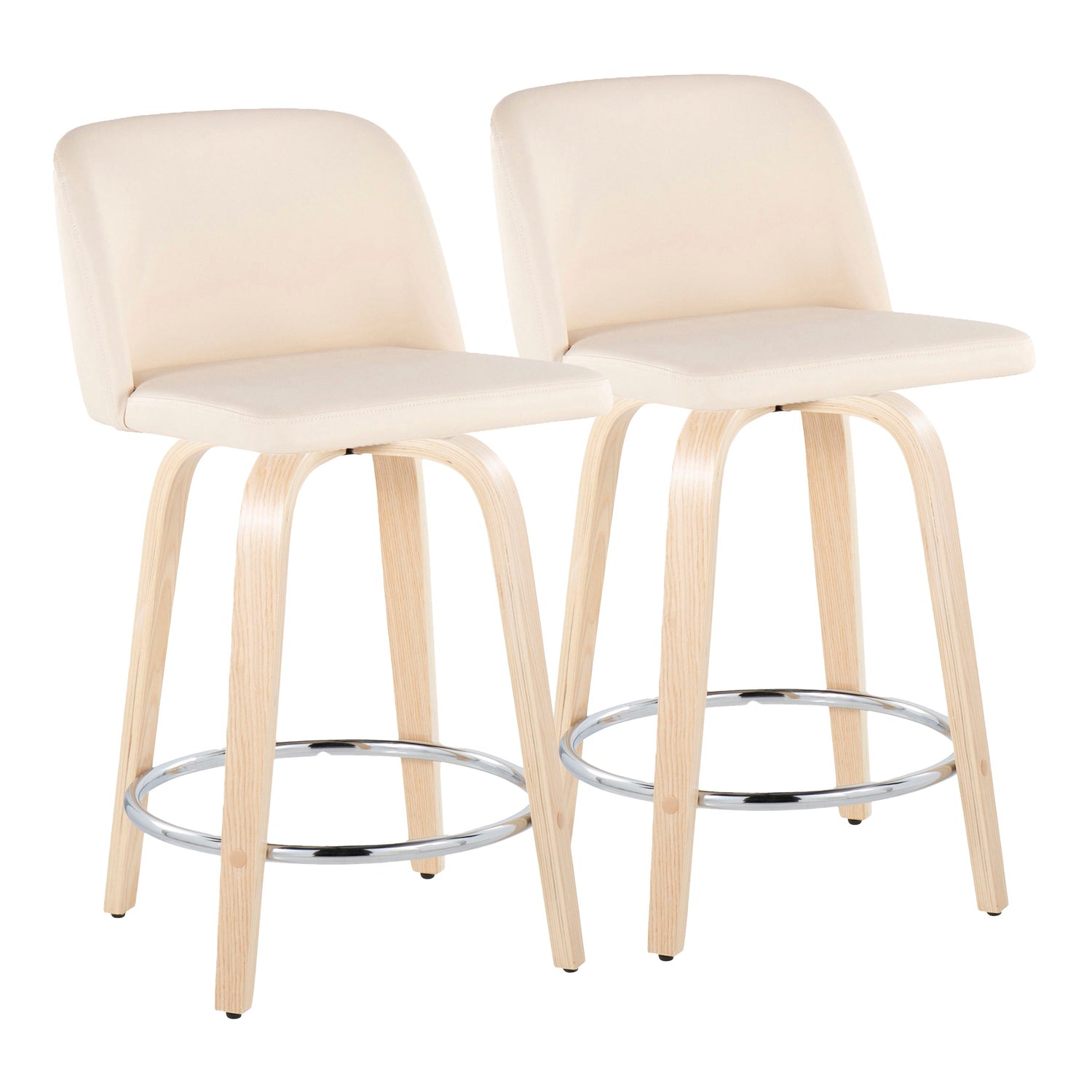 Toriano - Contemporary Fixed Height Counter Stool &amp; Swivel And Round Footrest (Set of 2)