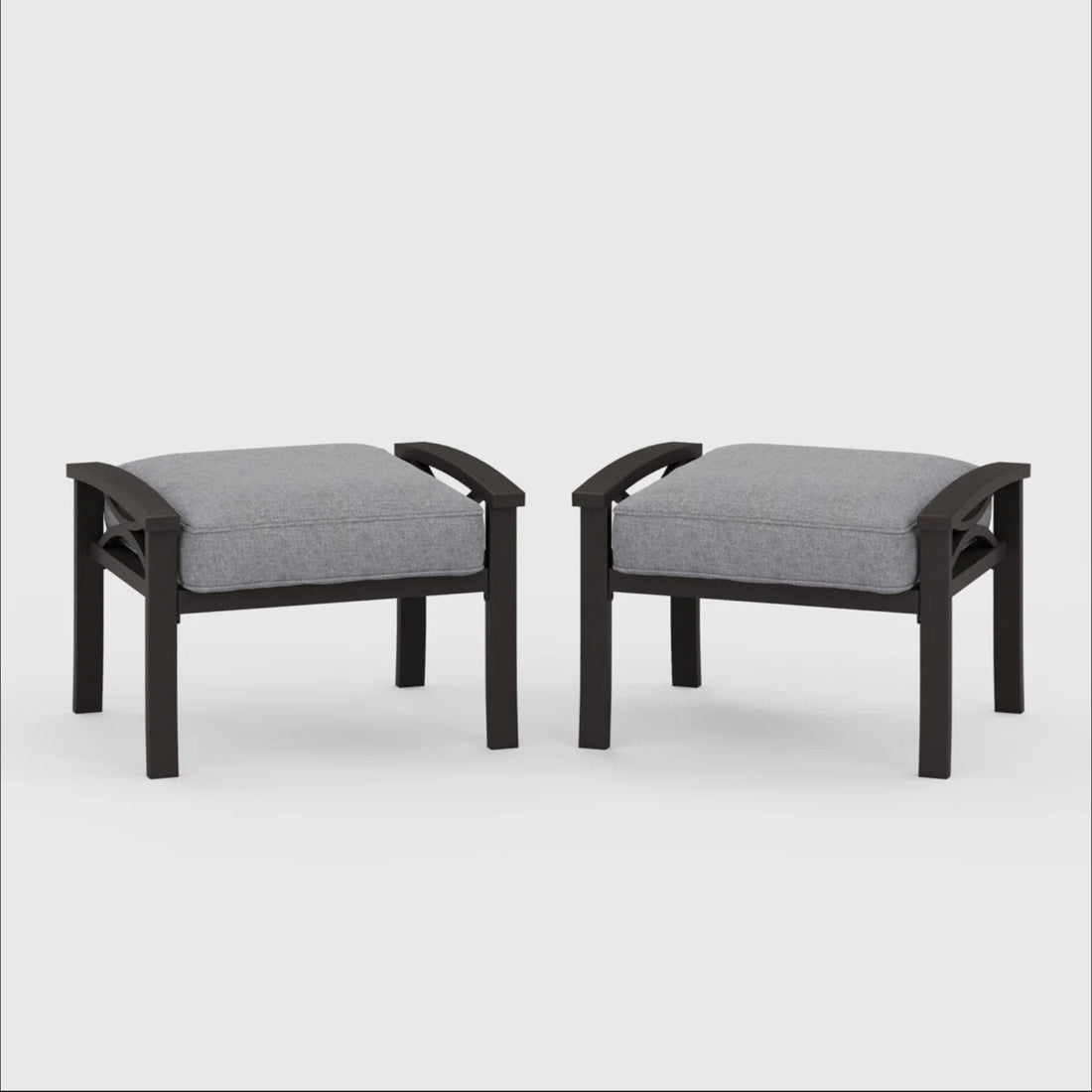 Modern All-Weather Ottomans With Cushions (Set of 2)