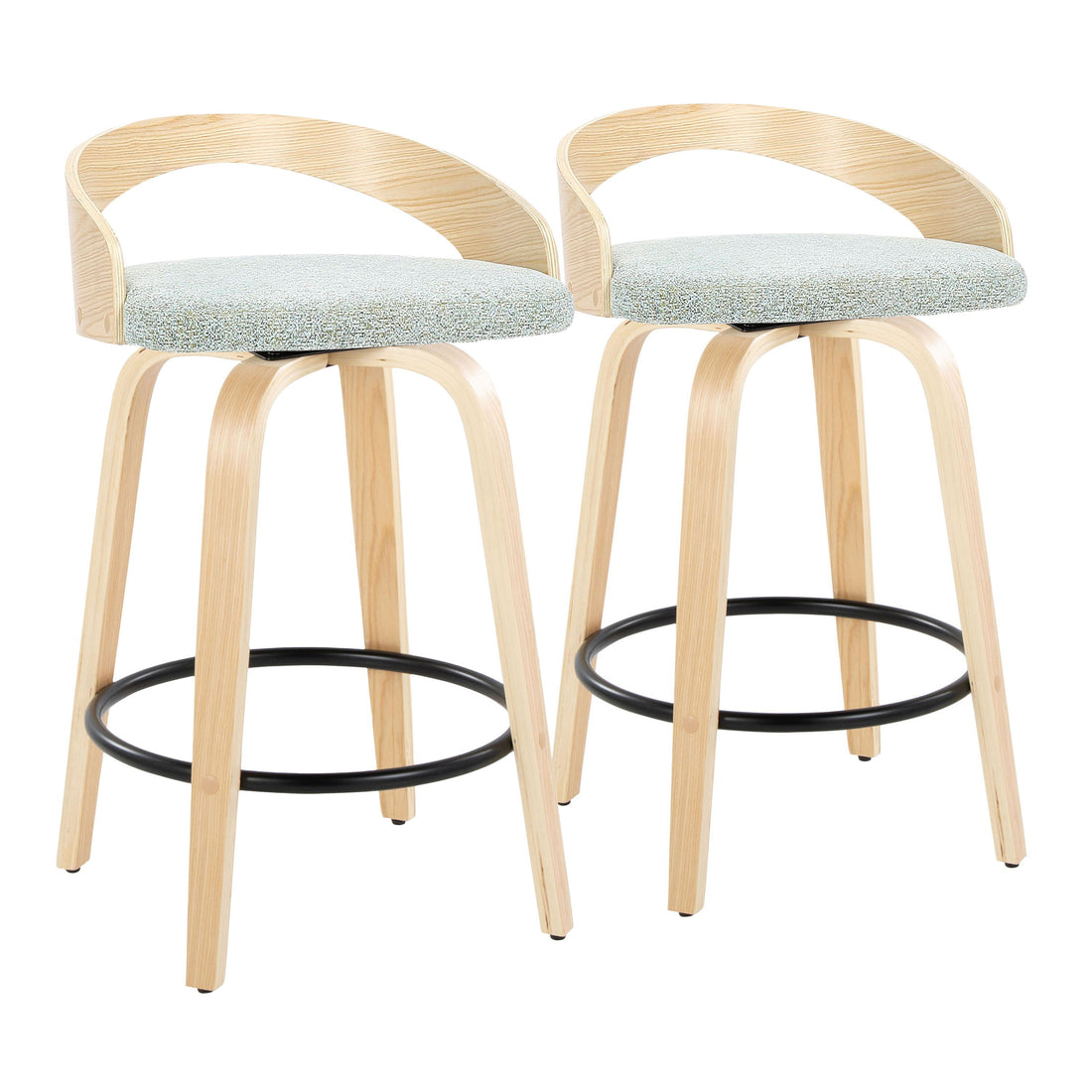 Grotto - Mid-Century Modern Fixed Height Counter Stool Swivel &amp;h Round Footrest