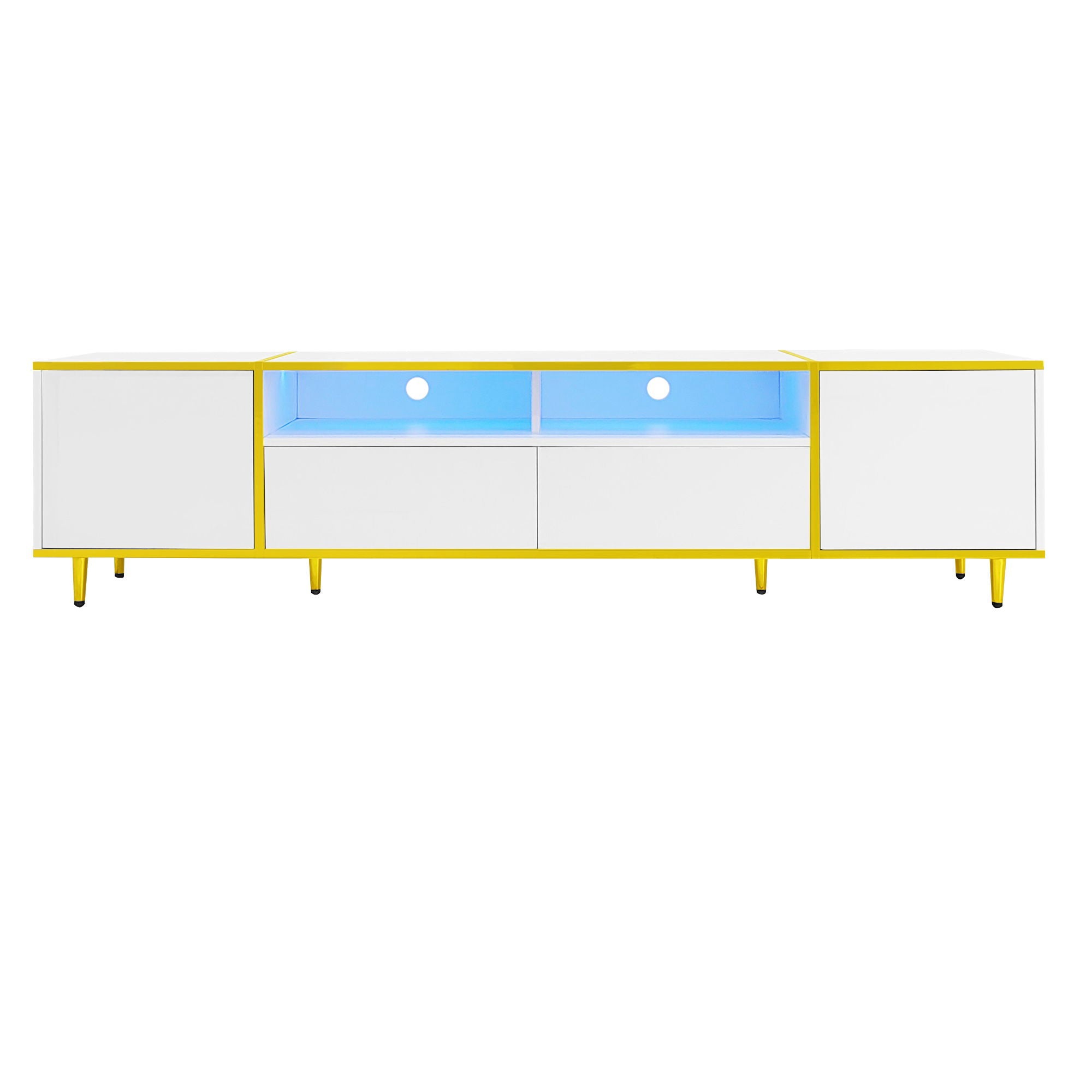 TV Stand For TVs Up To 80&quot;, Entertainment Center With 2 Shelves And LED Lights