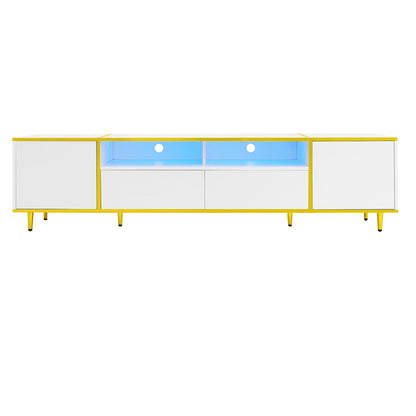 TV Stand For TVs Up To 80&quot;, Entertainment Center With 2 Shelves And LED Lights