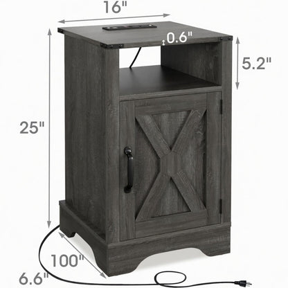 Farmhouse Nightstand, Charging Station &amp; Storage