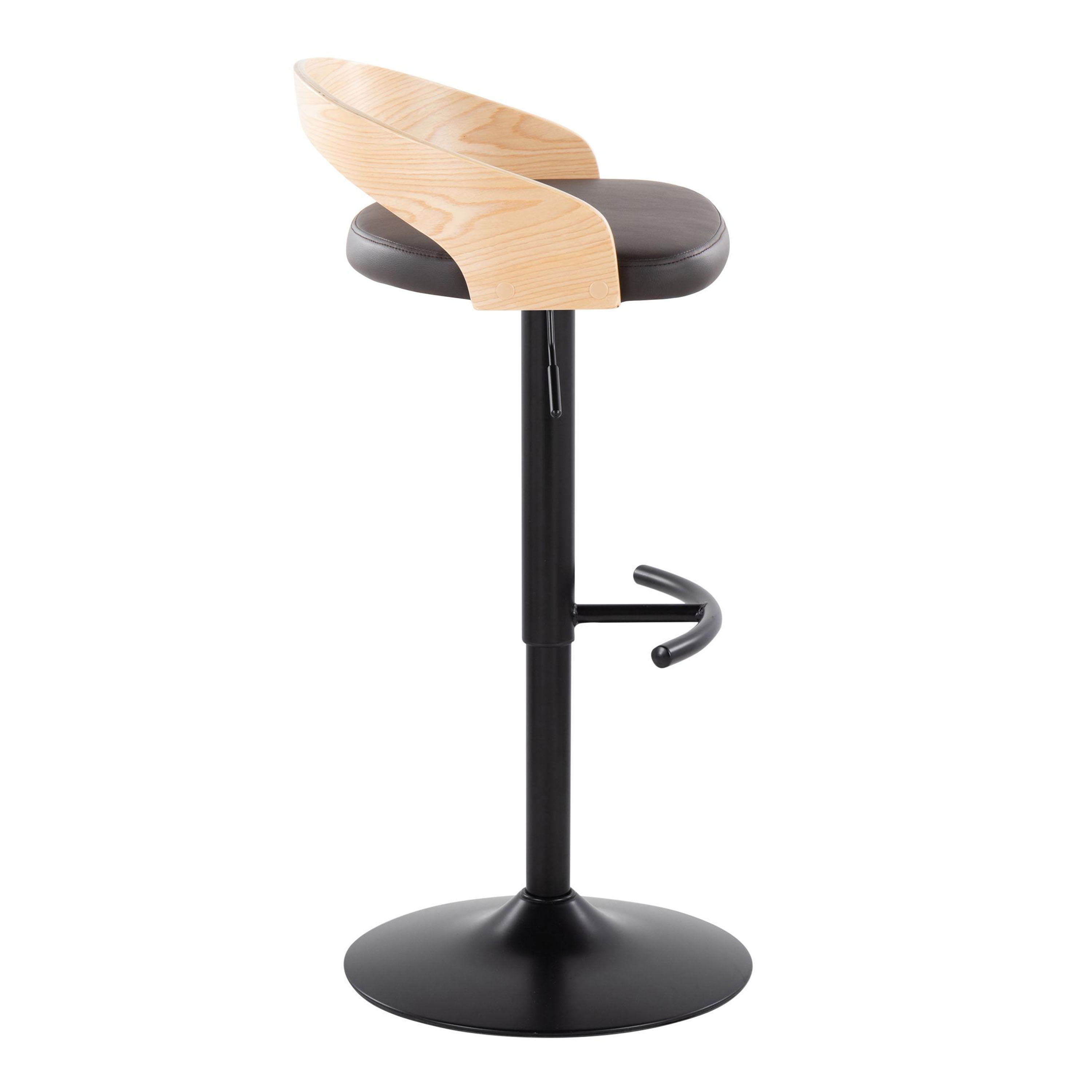 Grotto - Contemporary Adjustable Barstool With Swivel &amp; Rounded T Footrest (Set of 2)