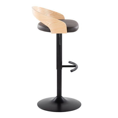 Grotto - Contemporary Adjustable Barstool With Swivel &amp; Rounded T Footrest (Set of 2)