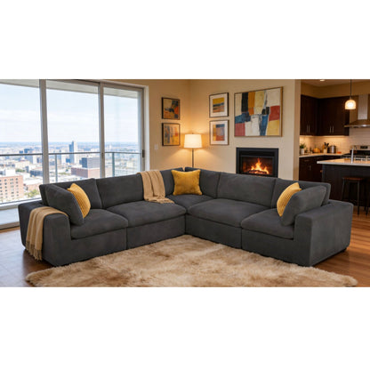 Modular Sectional &amp; Toss Pillows - Dark Gray