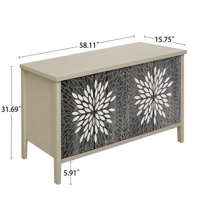 Modern Storage Cabinet With 4 Doors &amp; Adjustable Shelves
