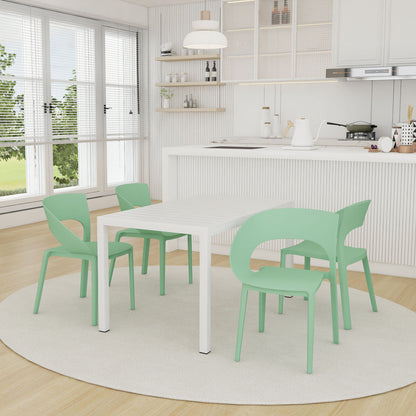 4 Piece Set Of Modern Designed Single Chairs With Long Table