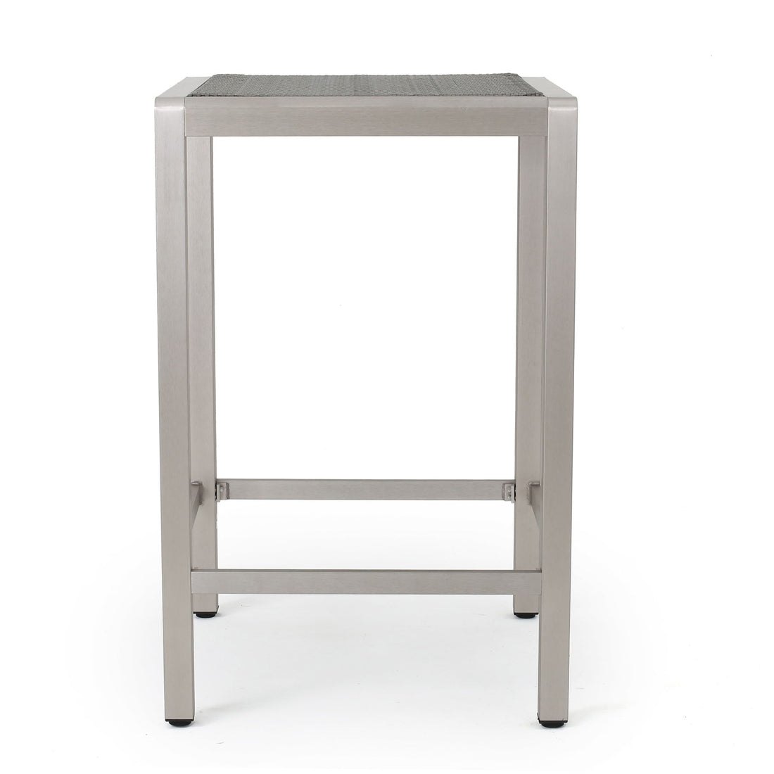 Outdoor 43&quot; Aluminum Bar Table With Rattan Table Top - Gray / Silver