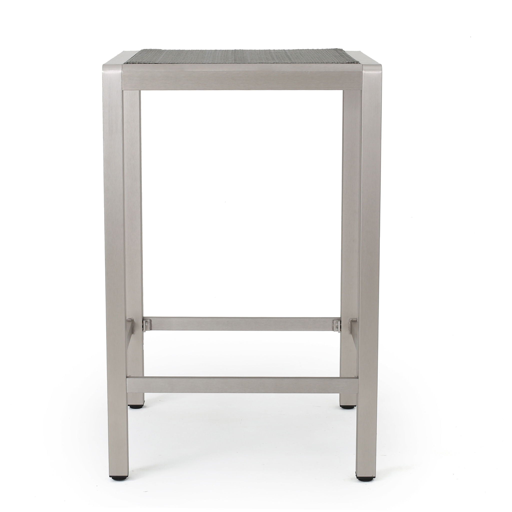 Outdoor 43&quot; Aluminum Bar Table With Rattan Table Top - Gray / Silver